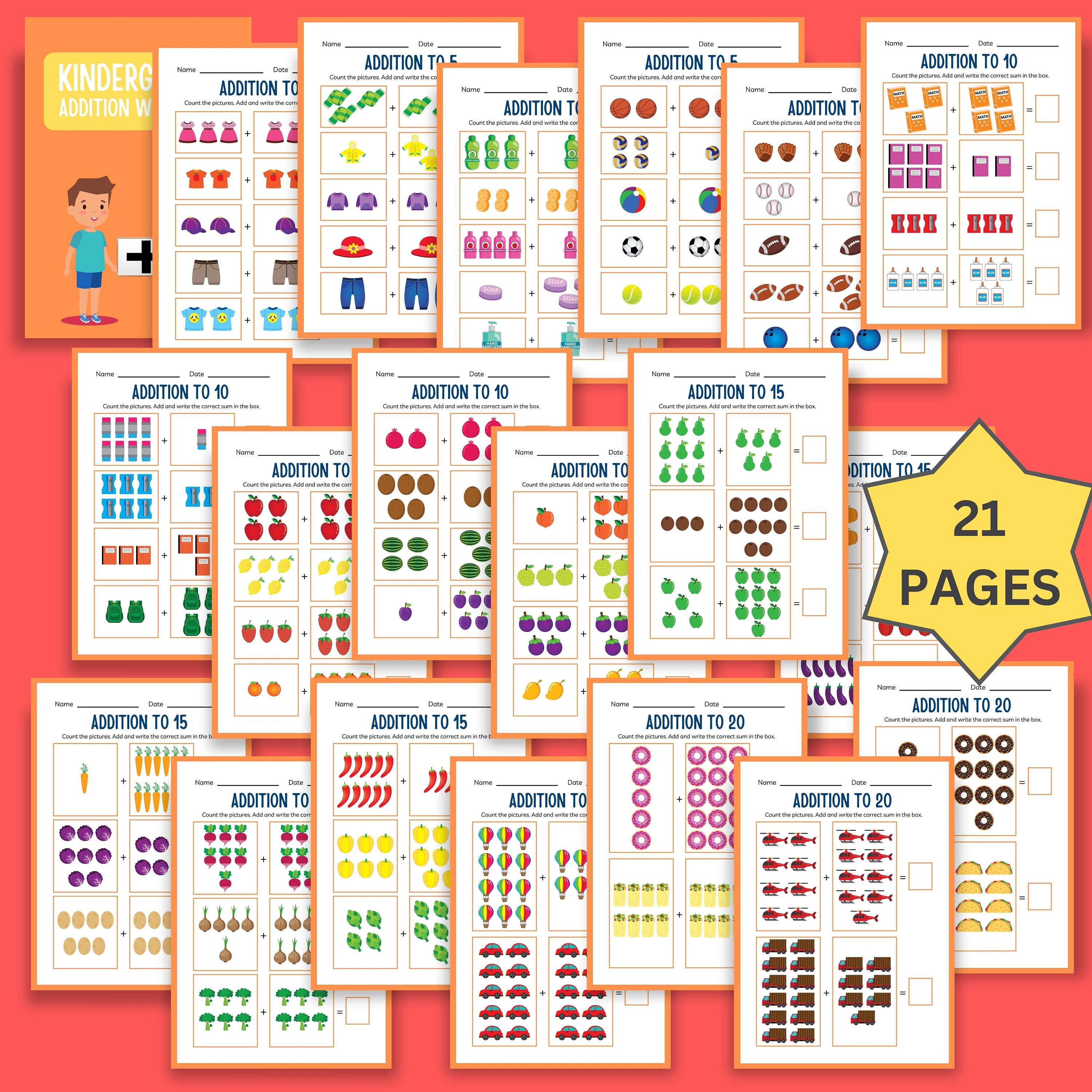 Printable Kids Addition Worksheets, Children Math Practice Sheet ...