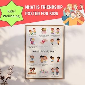 Freundschaft Poster, Was ist Freundschaft, Kinder Wand Kunst, Montessori, Kinderzimmer, Wand Kunst, Hausschule | Vorschule | Kindergarten, Instant Download