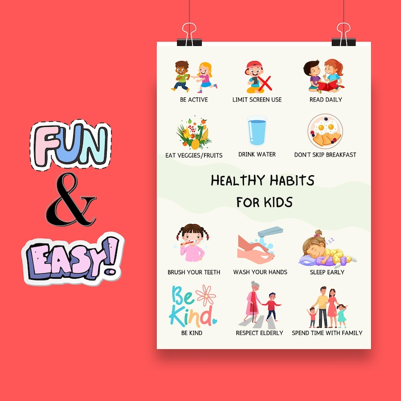 Children's Health Poster, Wellness Wall Art, Children's Room Artwork ...