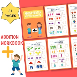 Printable Kids Addition Worksheets, Children Math Practice Sheet, Addition Pages, Fun and Engaging Math Exercises Download, Instant Download