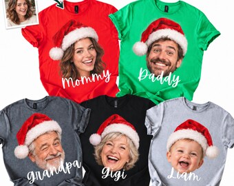 Custom Face Christmas Shirt, Matching Family Christmas Shirts, Personalized Photo Christmas Tee, Family Name Christmas 2026 Xmas Group Shirt