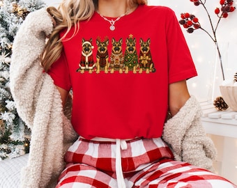 German Shepherd Christmas T-Shirt, Christmas Dog Tee, German Shepherd Mom Shirt, Dog Lover Holiday Gift