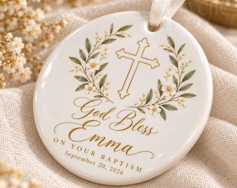 Personalized Baptism Ornament, Baptism Gift For Boy, Custom Christening Keepsake