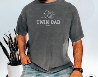 Comfort Colors® Twin Dad Shirt, Fathers Day Shirt, Pregnancy Announcement Shirt, Custom Dad Est Shirt, Twin Papa Gift, Gift For Husband