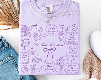 Comfort Colors Teaching Assistant Shirt, Teaching Assistant. Gifts, Coquette Floral Teacher Tee, Paraprofessional Shirt Para Educator Tshirt