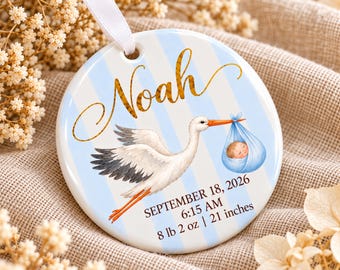 Personalized Baby Ornament – Birth Stats Keepsake Gift