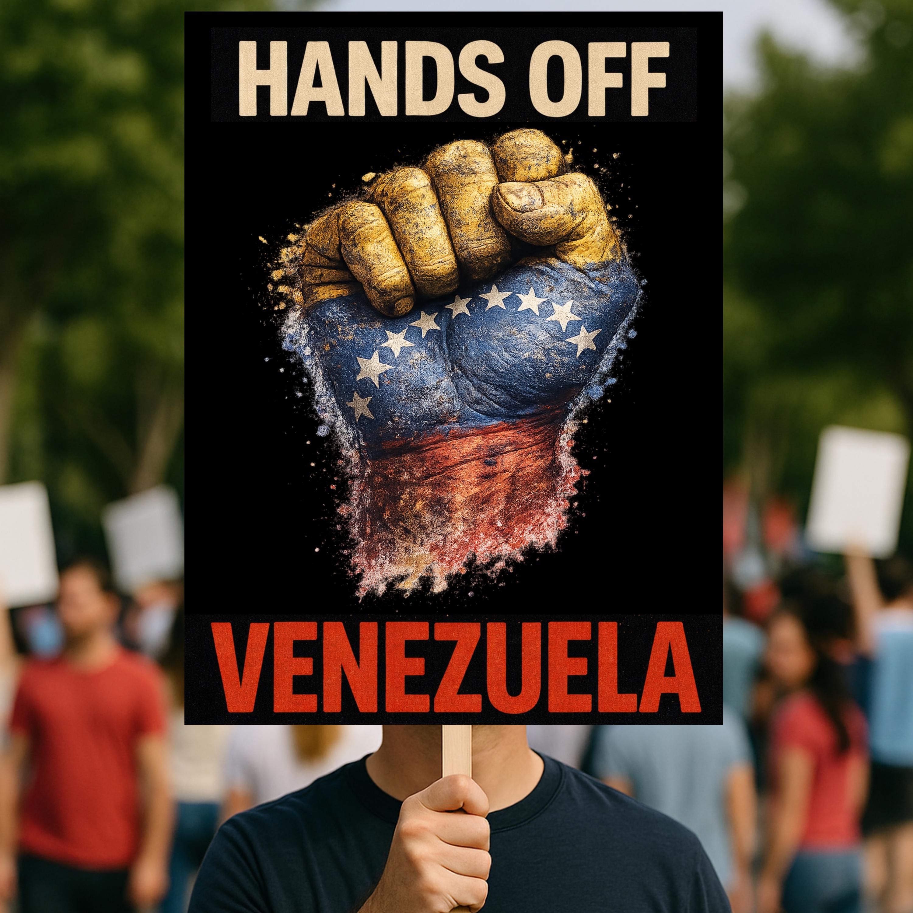 Discover Hands Off Venezuela Rally Sign, Anti War Political Protest Poster, Free Venezuela, Anti Trump Political Sign
