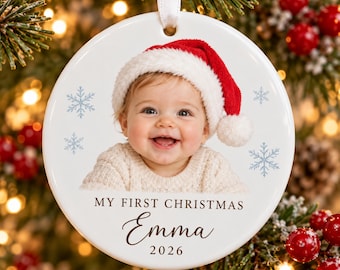 Custom Baby Photo Ornament, Personalized Baby's First Christmas Ornament, Baby Face Picture Ornament, New Baby Gift, Newborn Christmas Gift