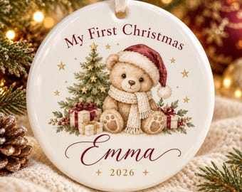Baby Girl First Christmas Ornament 2026, Personalized Baby Name Ornament, Girls First Christmas Keepsake, New Baby Christmas Gift