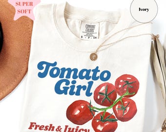 Comfort Colors®, Tomato Girl Shirt, Vintage Fruit Shirt, Tomato Girl Summer T-shirt, Farmers Market Shirt, Tomato Shirt, Gift for Vegan