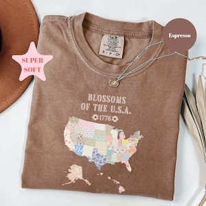 Blüte der USA Comfort Colors® Shirt, Vintage amerikanische Karte T-Shirt, USA Floral Shirt, Cottagecore 4