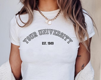 Custom College Baby Tee Personalized Crop Top, Trendy College Merch Apparel, Tailgate Game Day Shirt, Drinking Team, Sorority Gift College