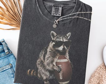 Comfort Colors Raccoon Football Shirt, Football Season T-shirt, Football Tis the Season Shirt, Funny Raccoon Tee, Gift for Football Mom