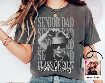 Personalized Senior Dad Shirt:  Custom Photo Class of 2027 Vintage Tee