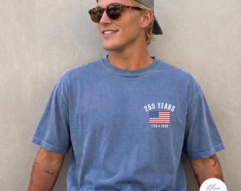 Comfort Colors® USA 250 Anniversary Shirt, America Flag 250th Shirt, America's Semiquincentennial Pocket Tee, Fourth of July 2026 Tee