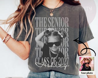 Personalized Senior Shirt:  Custom Photo Class of 2027 Vintage Tee