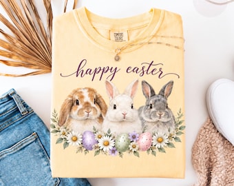 Camiseta retro de conejito de Pascua Comfort Colors®, camiseta de conejito de Pascua para mujer, regalo para el Día de Pascua