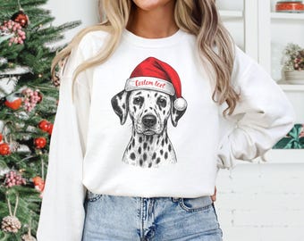 Custom Dalmatian Christmas Sweatshirt, Santa Paws Dog Sweatshirt, Personalized Pet Mom Gift