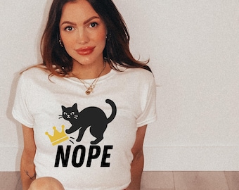 Camiseta de bebé con el gato "Nope No Kings", divertida camiseta antimonarquía, protesta política del 4 de julio, sutil camiseta de Trump, regalo patriótico del Día de la Independencia