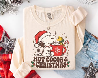 Comfort Colors® Christmas Cartoon Shirt, Tis The Season Crewneck, Festive Holiday Dog Tshirt, Cozy Winter Christmas Gift, Xmas Hot Cocoa Tee