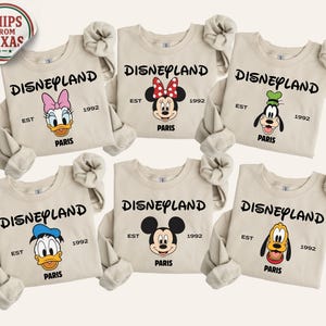 Sudadera de Disneyland París, sudadera con capucha de Mickey y sus amigos de Disney, suéter de vacaciones familiares de Disney, sudadera a juego de Disney París imagen 5