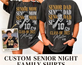 Personalized Senior Night Family Comfort Colors Shirt:  Custom Photo Class of 2027 Vintage Tee