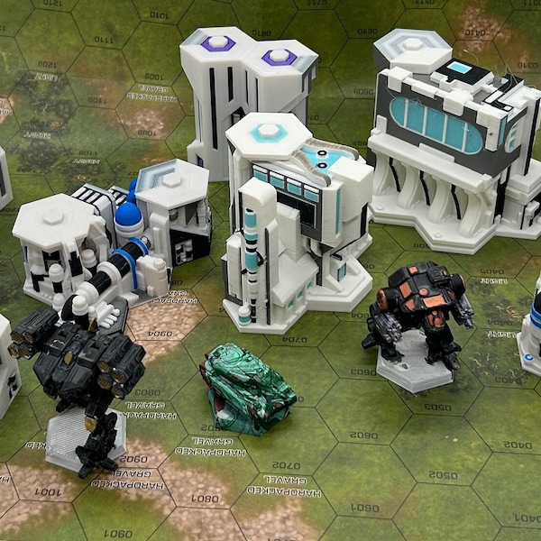 Rascacielos de varias piezas con base hexagonal, juego de guerra de mesa Terrain Battletech (6 mm)