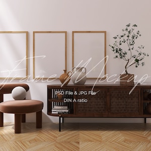 Wall Art 3 Frame Mockup, PSD Wall Mockup Frame, Boho Art Print Mockup, Poster Mockup, Boho Mock up, Smart Object Mock-up, 3 frame mock up