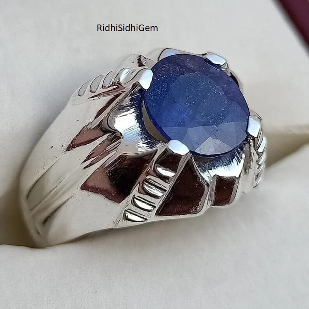 Natural Blue Sapphire (Neelam) Ring (5+ Ratti) - Gem Mines