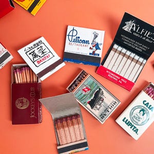 Mix of Vintage Matchboxes and Colorful Matchbooks | Trendy Home Decor | Small Gifts | Vintage Lighters | Random Set | Candles