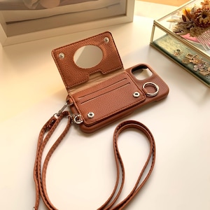 Étui pour téléphone à bandoulière avec dragonne, étui pour téléphone en cuir pour IPhone 15 14 13 12 Pro Max Plus, portefeuille avec porte-cartes