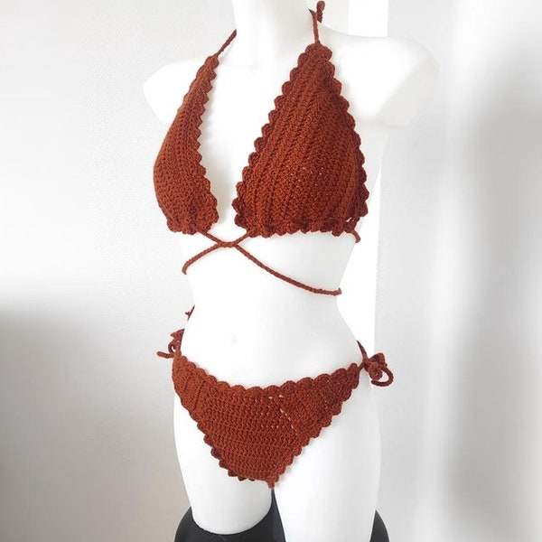 Bikini ocre bohème au crochet - Maillot de bain - Taille unique