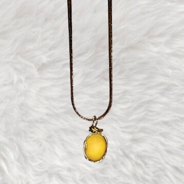 Bright Yellow Polymer Clay Necklace