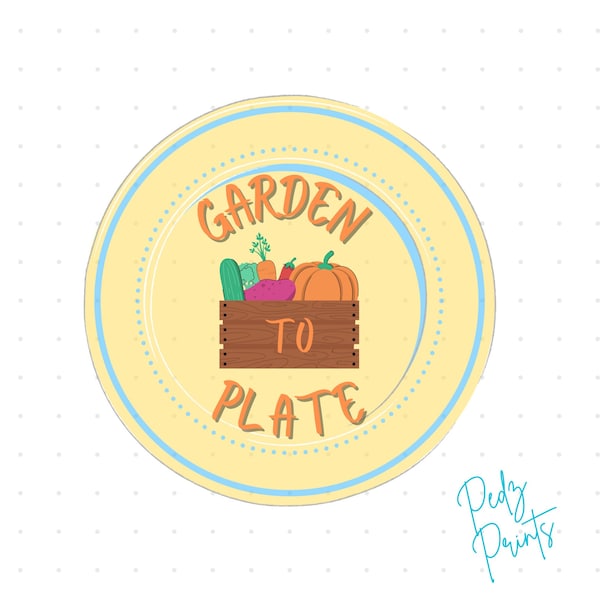 Perfect Plate for the Gardener, Cook or Healthy Food Planner clip art, PNG file