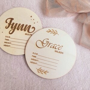 Baby Name Sign | Birth Announcement | Baby by the Month Photo Props | Hospital Announcement Disc | Baby Gift | Milestone buttons