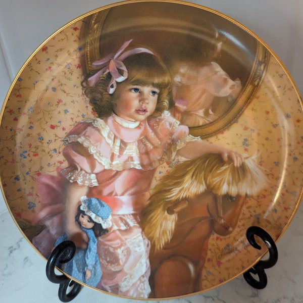 Amy's Magic Horse *Collectible Plate Reco 2nd Ed. by Sandra Kuck *23k Gold Edging *Days Gone By Collection