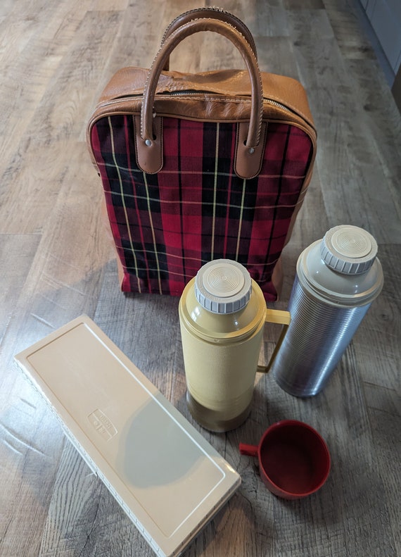 Vintage Thermos Picnic Set; Sandwich Box & 2 Therm