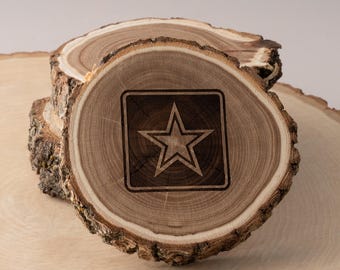 Engraved Elm Wood Coaster: Custom Logo Gift