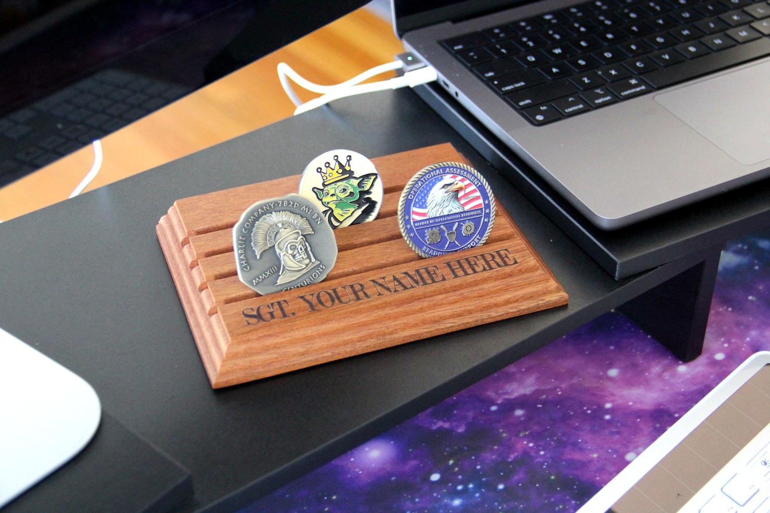 Customizable Coin Rack Personalized Wooden Challenge Coin Rack - Nameplate Display, Multi Row ...