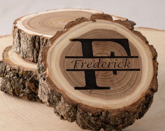 Elm Wood Coaster, Wooden Coaster, Monogram Wooden Coaster, Custom Logo Coaster, Anniversary Gift, Housewarming