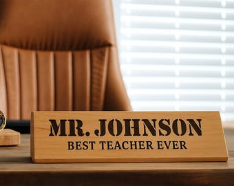 Personalized Teacher Desk Wedge: Engraved Name Plate, Custom Office Decor