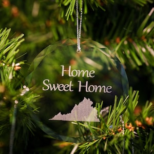 Christmas Tree Ornament, Customized Ornament, Engraved Gift, Housewarming, Glass Ornament