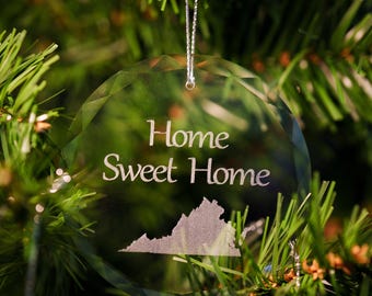Christmas Tree Ornament, Customized Ornament, Engraved Gift, Housewarming, Glass Ornament