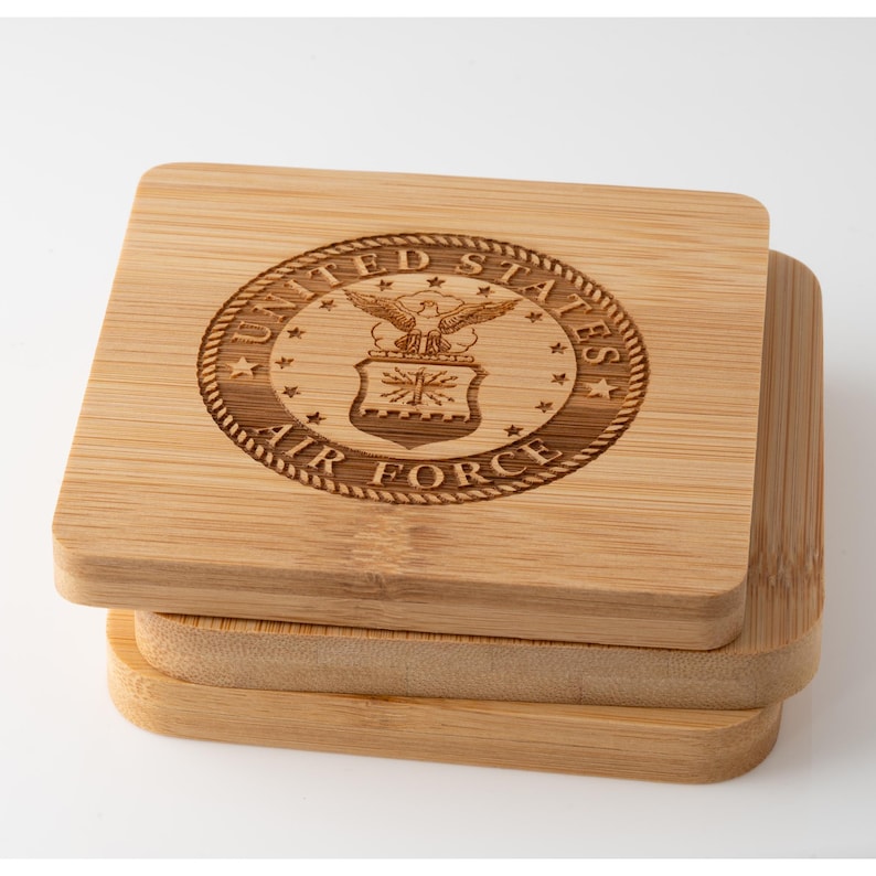 Usaf Coasters Custom Bamboo Military Coasters: Engraved Emblem Gift - Etsy