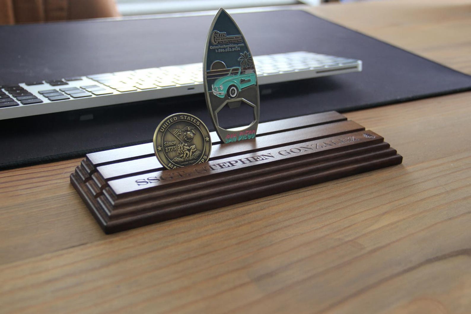 Customizable Coin Rack Personalized Wooden Challenge Coin Rack - Nameplate Display, Multi Row ...