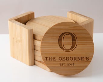 Custom Bamboo Coaster, Housewarming Gift, Anniversary Gift, Unique Personalized Gift