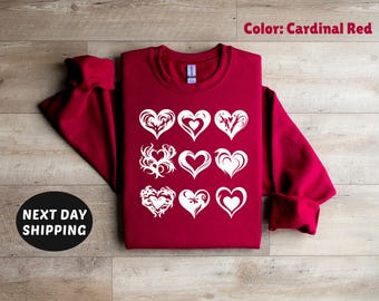 Womens Valentines Hearts Sweatshirt, Cute Love Valentines Shirt, Teacher Valentines Sweatshirt, Valentines Day Gift, Love Hearts Sweatshirt