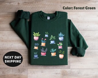 Potted Flowers Sweater, Flower Crewneck Sweatshirt, Floral Sweatshirt For Women, Flower Lover Sweater Flowers Hoodie, Women Gift