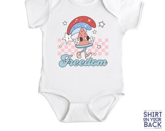 Kids 4th of July Matching Shirts - Independence Day Celebration 'Freedom,' Party Vibes Groovy Shirt Style