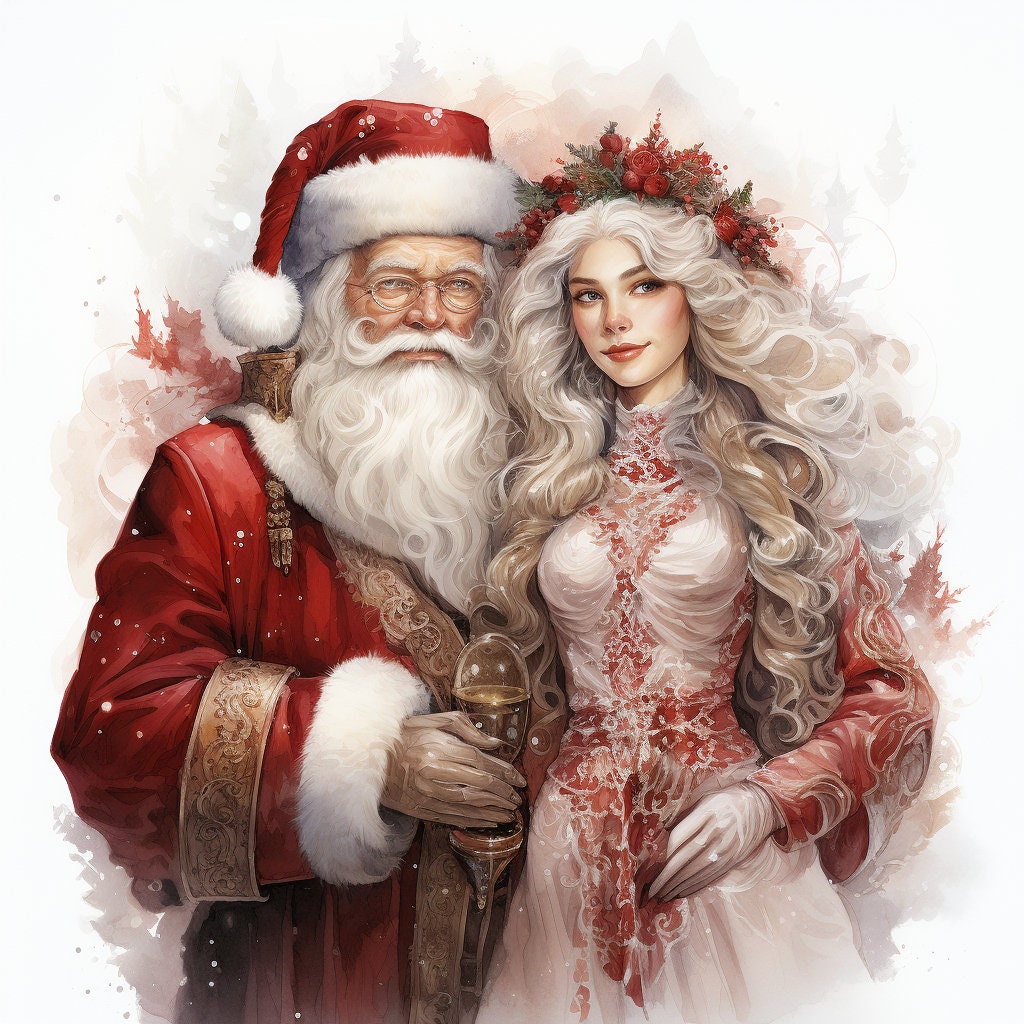 Santa and Mrs. Claus Clipart Pack 1 White Background 10 Items - Etsy